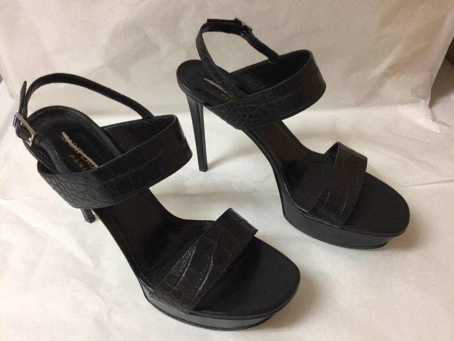 SANDALI SAINT LAURENT 'BIANCA' CROC PLATEAU PLATEAU taglia 40 $1095