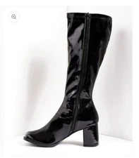 Unique Vintage Boots Women's Black Go Go Dancer Mod 70s Hippie Knee Hi Costume