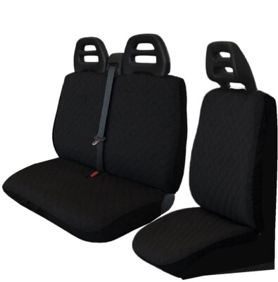 Sitzbezüge Set kompatibel mit 3-Sitzer Transportern Baumwolle gesteppt 100gr schwarz