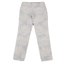 Tommy Hilfiger Crinkle Cotton Slim Chino Blue and White Palm Leaf Pants Size 6