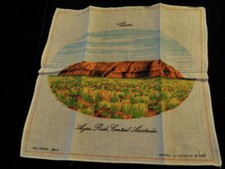 Uluru Ayers Rock Australia Souvenir Cotton Hanky 12x12