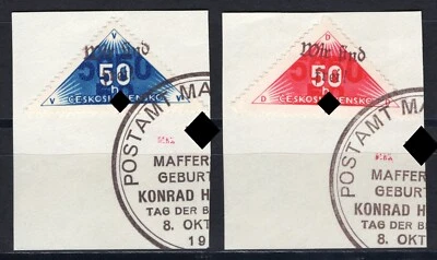 Sudetenland 1938 - Maffersdorf, Nr. 44-45 A Briefstücke, Sonderstempel, Attest - Bild 1 von 2