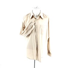 Bergamo New York Tan Cream 15.5 34/35 Pocket Front Dress Shirt Cotton Polyester