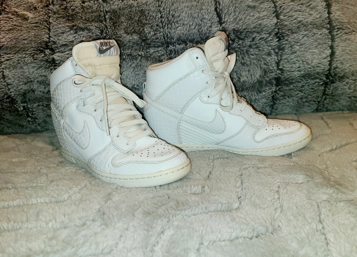 Nike Dunk Sky High Wedge Croc Snakeskin Triple White 528899-105 Size |