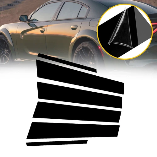 6Pcs Glossy Black Pillar Post Door Window Cover Trim For 2011-2021 Dodge Charger - Picture 4 of 7