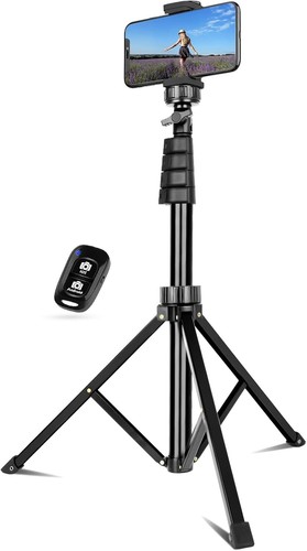 Trépied Selfie Stick en Aluminium Léger - 62" de Haut avec Télécommande pour Smartphones - Photo 3 sur 9