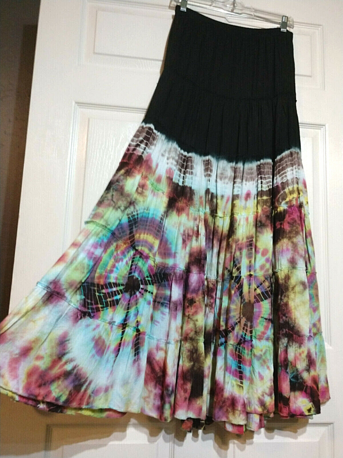 Tie Dye Skirt M Our shop most popular L Maxi style Our shop OFFers the best service stretch broom layers Cotton