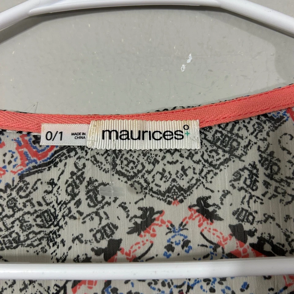 maurices Womens Kimono Sheer Geometric Print Fringe Bohemian Flowy Lightweight - Image 2 of 4