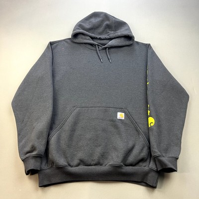 Carhartt Hoodie Sweatshirt Mens Medium Gray Loose Fit Midweight