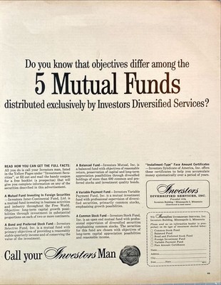 Investors Diversified Services ''Objectives different among Mutual Funds'' Ad 1964