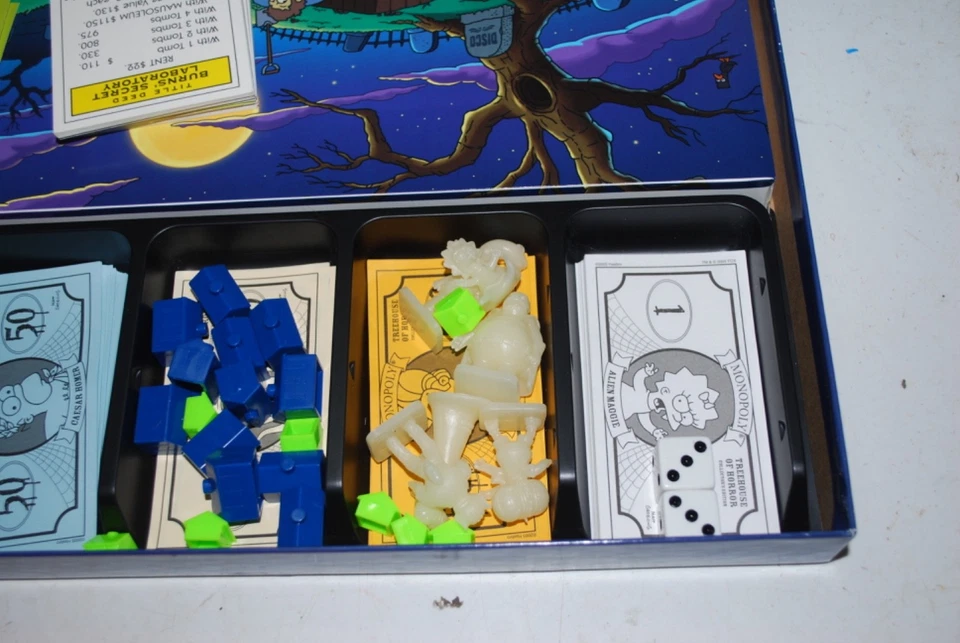 THE SIMPSONS TREE HOUSE OF HORROR Monopoly GLOW-IN-THE-DARK Board Game- Complete - Image 4 of 4