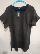 City Chic Dress  Size 14 Black Streth Jersey Tunic Instigator Short Sleeves NWT 