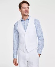 Bar III Mens Slim fit Button-Up Suit Vest - Large - White