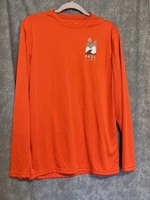 men s size Medium Reel Life long sleeve UV tee orange UPF 50 wicking M
