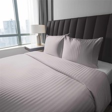 Image of 100% Cotton Stripe Duvet Cover Set Hotel Quality Bedding Single Double King