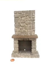 HEARTH & HOME DOLLHOUSE MINIATURE FIREPLACE WITH A FAUX ROCK FINISH