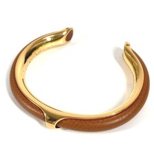 HERMES Accessory bracelet Bangle Metal / Leather Brown/GoldHardware