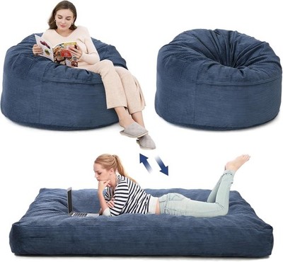 2-in-1 Bean Bag Stuhl Sofa Boden Matratze Schaumstoff gefüllt Couch Sofabett