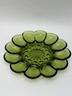 Vintage 1972 Anchor Hocking Glass Fairfield Avocado Green Egg Plate - EUC