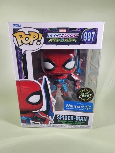 Funko Pop! Marvel Mech Strike Monster Hunter- Spider-Man (GITD Chase) Walmart Ex