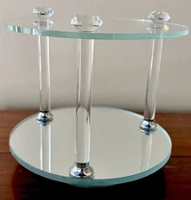 2 Tier Dessert/TrinketCarousel Display Mirrored Pillar Jewels CHRISTMAS ELEGANCE