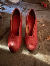 Vintage Red Pump Heel Shoes Women s With brogue design