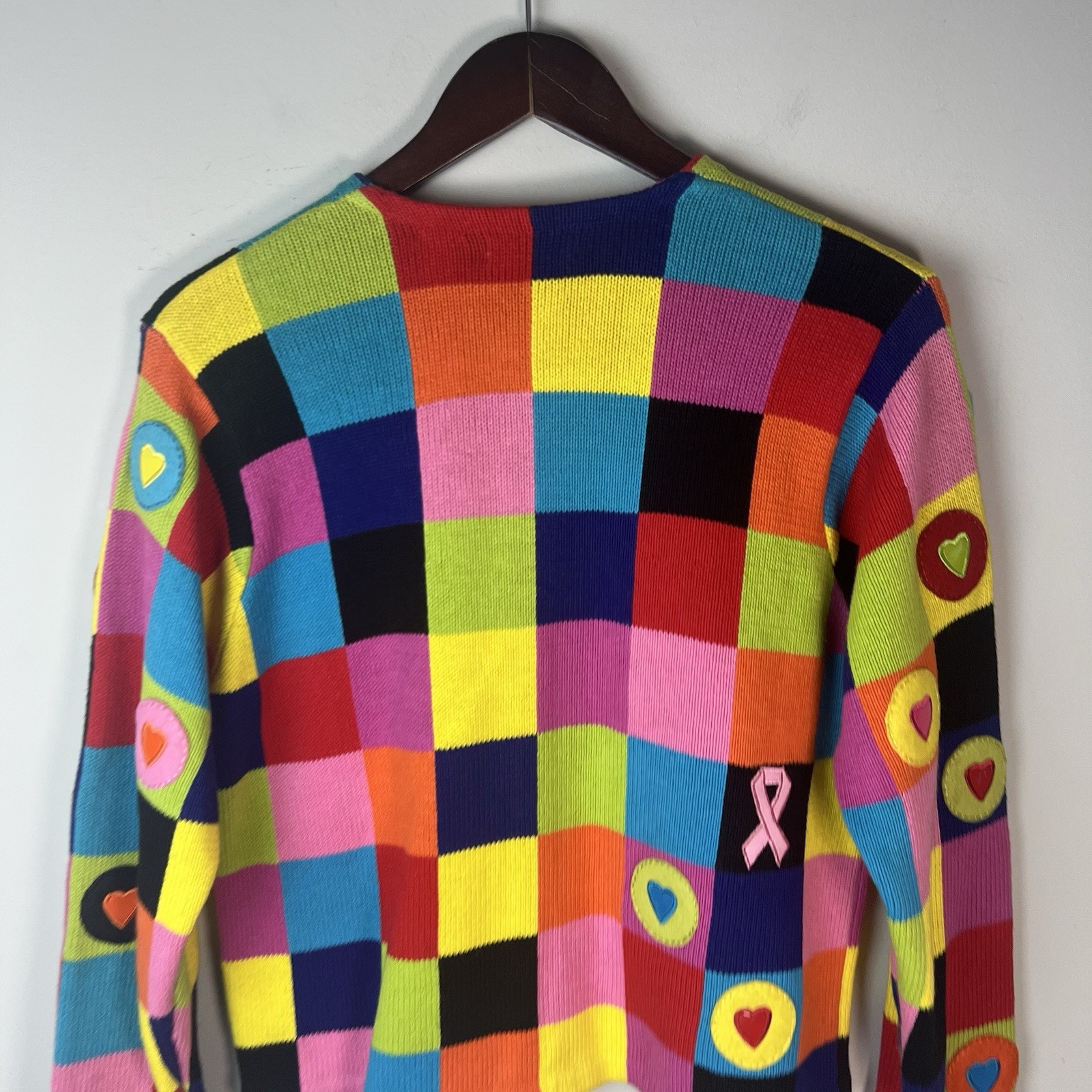 Acorn Patchwork Sweater Rainbow Knit Cardigan Bre… - image 8