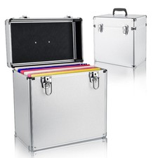 12" LP Vinyl Record Storage DJ Collection Box Flight Stackable Case Silver New