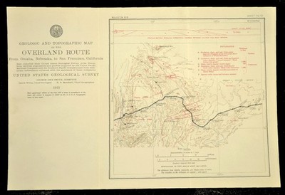 1915 Antique Union Pacific Railroad Map Bitter Creek Wyoming Rock Springs