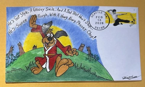 2026 Bruce Lee Forever Stamp C195 Hong Kong Phooey FDC/OOAK