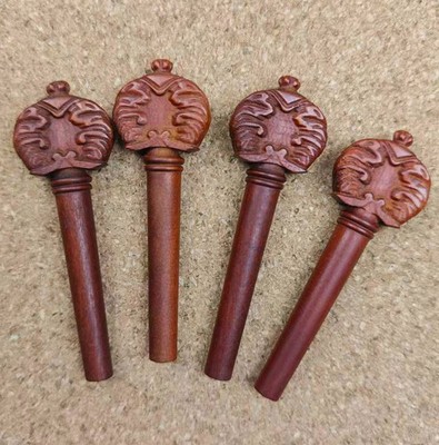 Carved Violin Pegs, Jujube wood 4pcs Violin Pegs with engraving, Fiddle Tuners