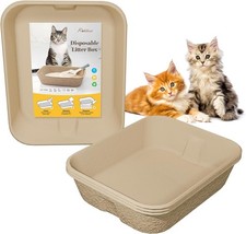 4 Pack Disposable Cat Litter Boxes Durable Leak-Proof Cardboard Kitty Litter