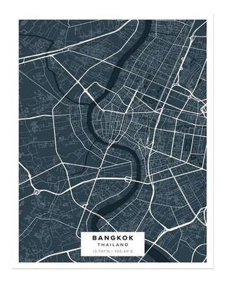 Bangkok Stadtkarte Wandkunst Urbane Dekoration Moderne Stadtkarte Wand