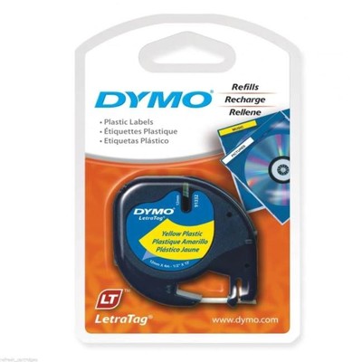 Original Dymo 91202 LetraTag 12 mm gelb Kunststoff Schriftband (S0721620)