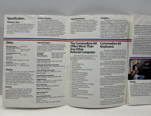 Commodore 64 The Personal Computer Marketing Material Brochure Fold Out - Picture 5 of 7