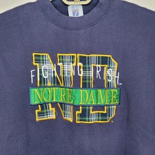 Vintage Notre Dame Fighting Irish Sweatshirt Mens XL Blue NCAA Logo 7 90s