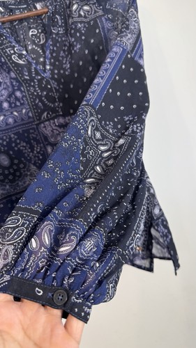 Chemisier semi-transparent col fendu patchwork imprimé bandana cachemire Tommy Hilfiger SM - Photo 4/7