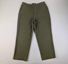 Vintage Military Pants Adult Large Regular Heavy Wool Flat Front Green M-1951
