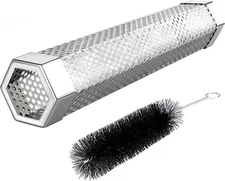 Pellet Smoker Tube, 12'' Smoker Tube with Brush, Premium Stainless Steel BBQ Woo