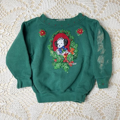 Vintage 1990s Cheetah Girls 2t Christmas Wreath Upcycled Pullover Sweatshirt