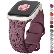 Floral Engraved Apple Watch Band 40-49mm Bracelet Strap for Series 11 10 9