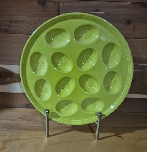 Fiesta Chartreuse Eggs Plate 11" Egg Service With Space For 12