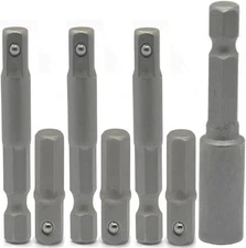 7-Pieces 1/4" Hex to Square Socket Adapter Bit Set, 25mm, 50mm, 60mm...