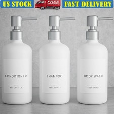 Shower Dispenser Set 3 Refillable Bottles Shampoo Conditioner Body Wash New