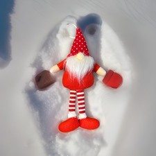 Red Gnome Christmas Valentine s Decorations Plush Long Dangling Legs 10 Inches