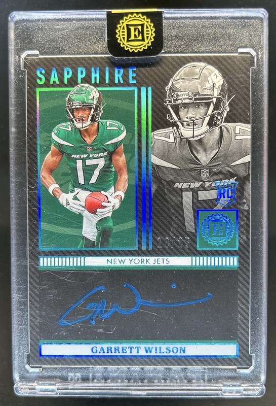 2022 Encased Garrett Wilson 2021 Scripted Signatures RC Sapphire Auto #/25