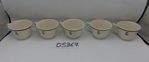 Homer Laughlin Mug Coffee Cup US Navy Mess Hall Fouled Anchor Lot (5) Vintage