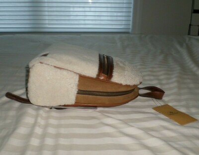 NWT Patricia Nash FAVANI Sherpa Backpack COGNAC Leather  display picture 2