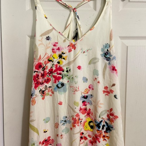 H&M Womens NWT Cream Floral Print High Low Racerback Sleevless Dress Size 14 - Picture 4 of 10