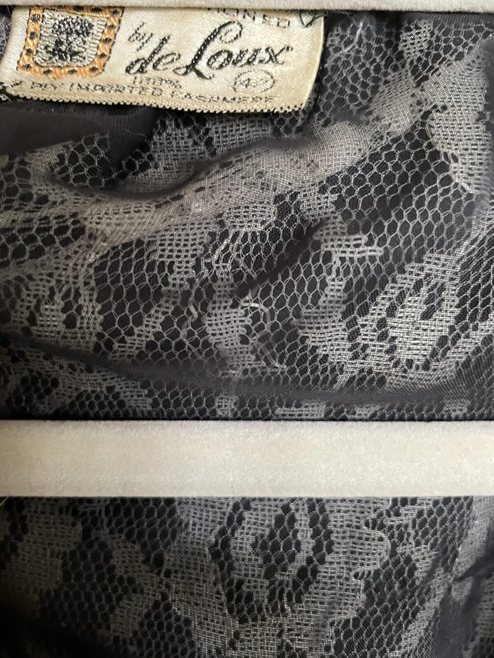 Cárdigan Suéter Vintage Años 50 Retro Glam Negro Cachemira y Visón Blanco Foto 3 de 4